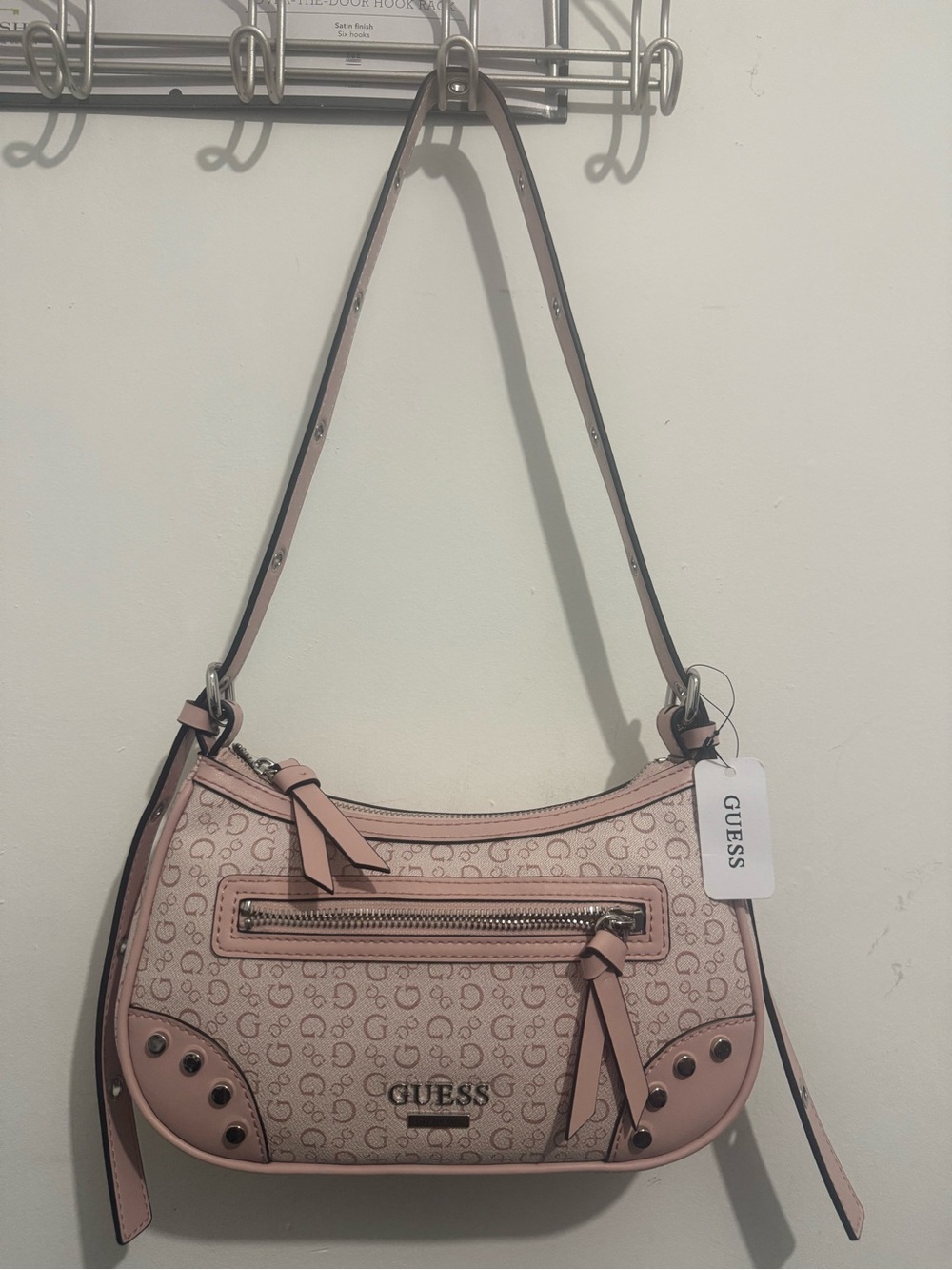 GUESS Pink Monogram Grommet Shoulder Bag Y2K NWT